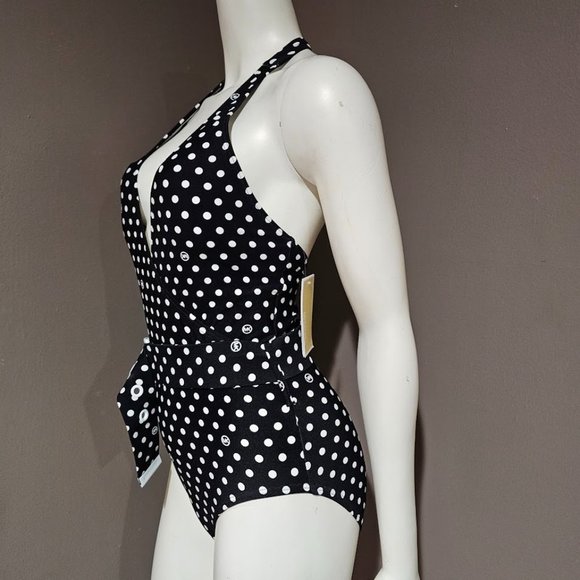 Michael Kors Belted Halter One-Piece Swimsuit - Picture 3 of 11